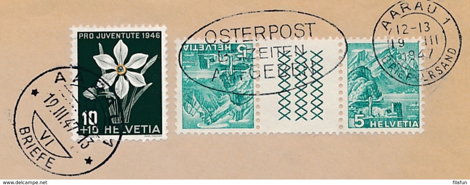 Schweiz - 1947 - 3 Stamps Mixed Franking On Business Cover From Aarau - Briefe U. Dokumente