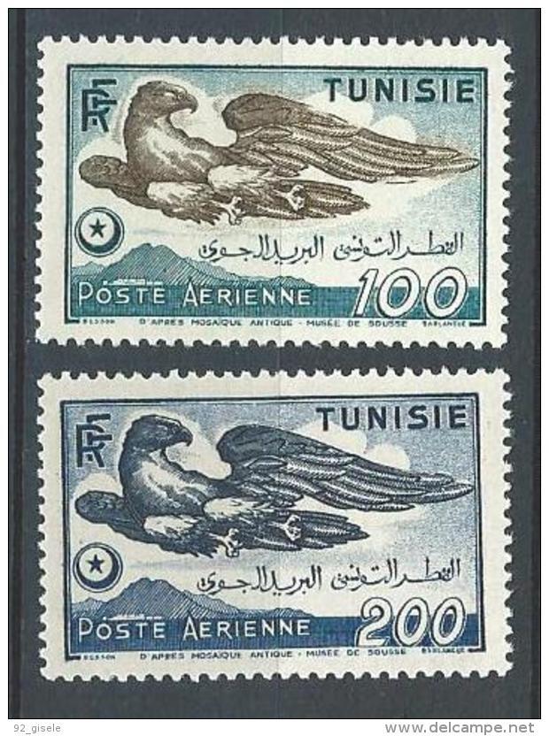 Tunisie Aerien YT 14 & 15 (PA) " Aigle, Rectiligne " 1949 Neuf* - Posta Aerea