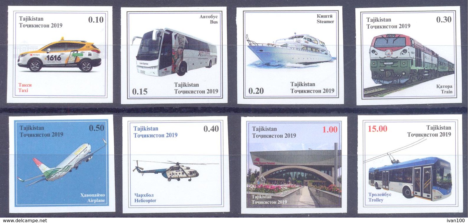 2019. Tajikistan, City Transport, 8v Imperforated, Mint/** - Tadschikistan