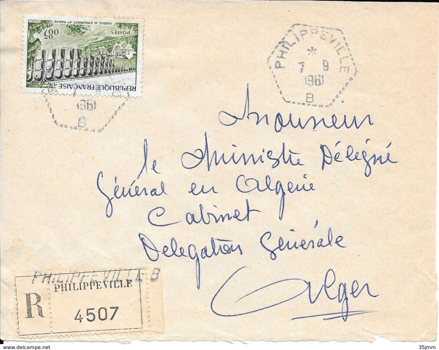 Devant De Lettre Recommandé Philippeville B 1961 - Lettres & Documents