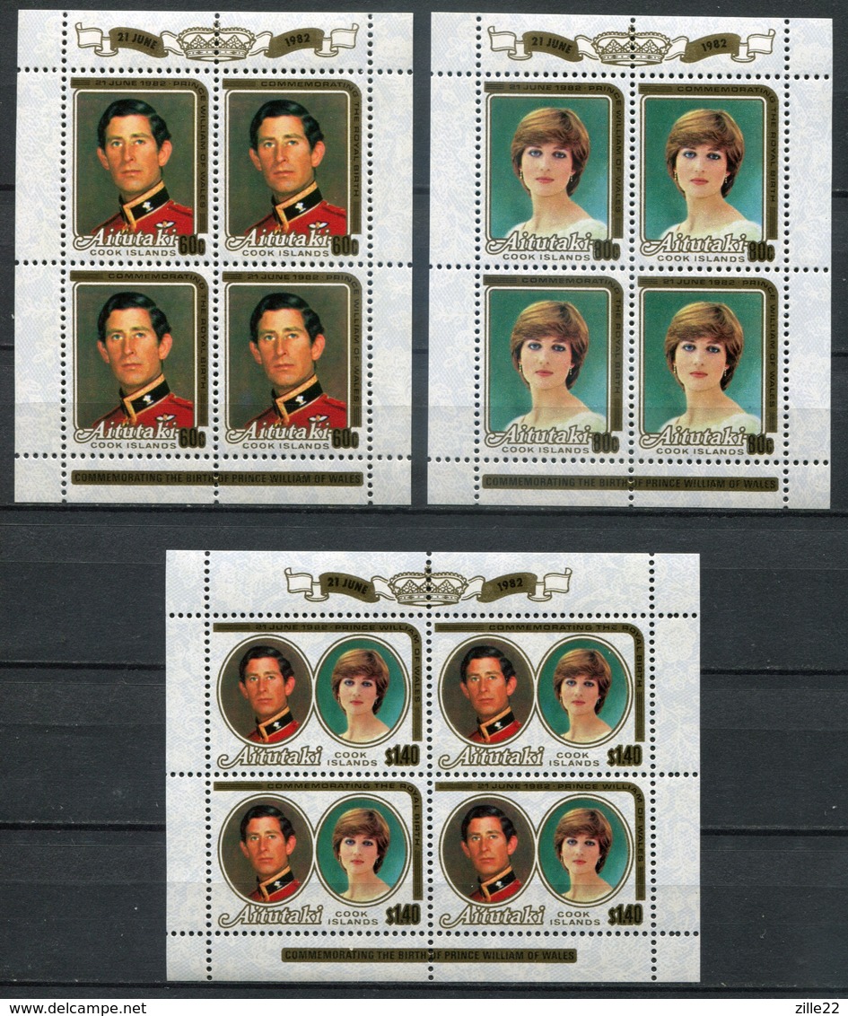 Aitutaki Mi# 439-41 KLB Satz Postfrisch MNH - Diana Birth Of Prince William - Aitutaki