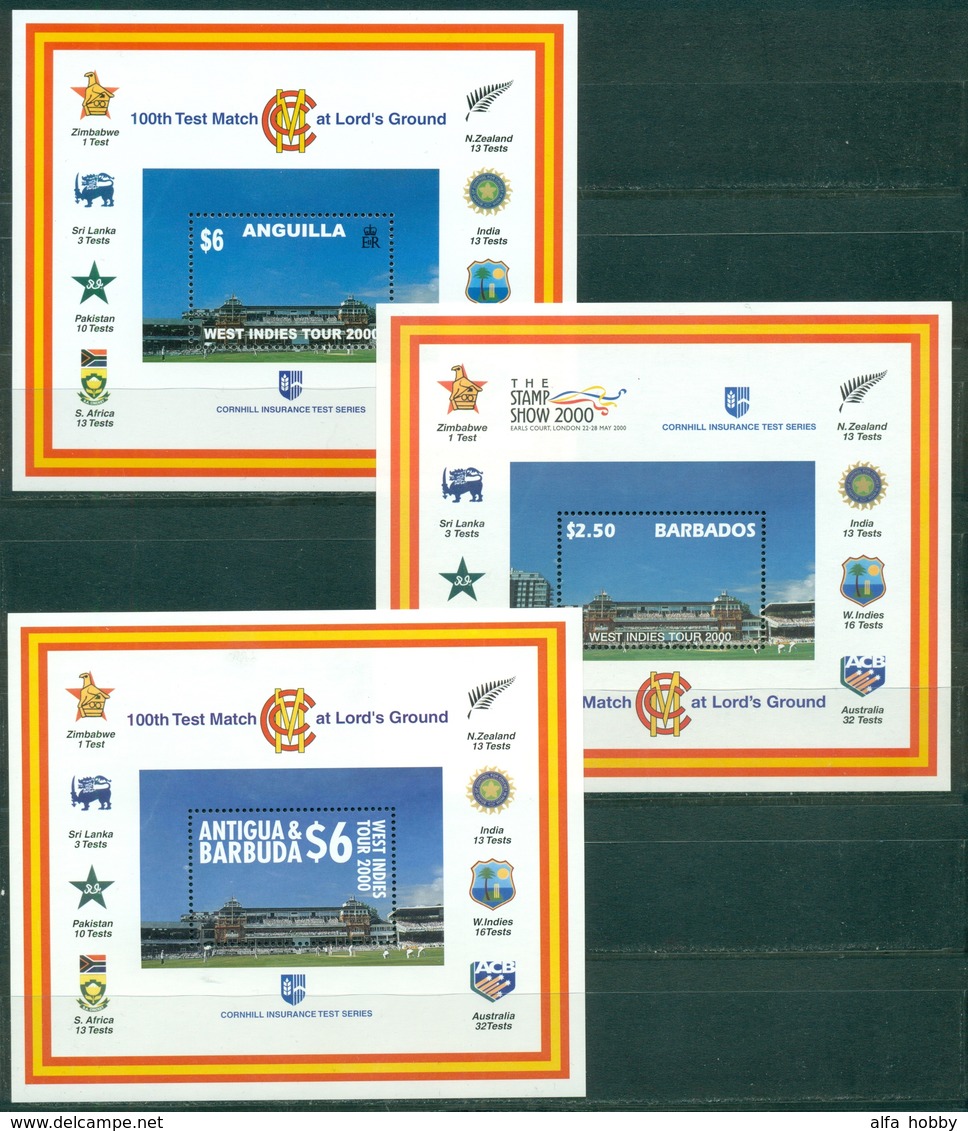 9 Blocks Joint Issues 100th Test Match At Lord's Ground , Cricket Tour 2000 - Gemeinschaftsausgaben