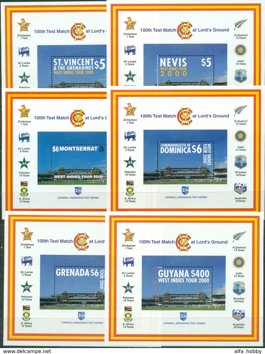 9 Blocks Joint Issues 100th Test Match At Lord's Ground , Cricket Tour 2000 - Gemeinschaftsausgaben