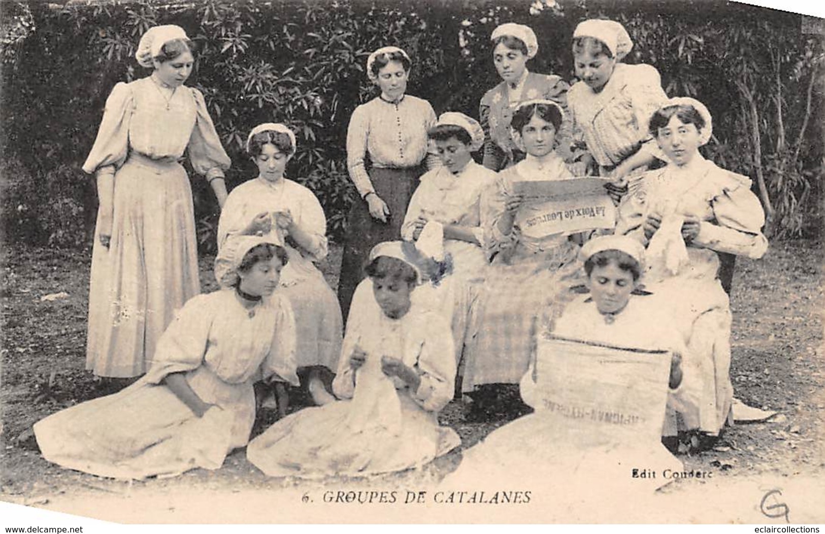 Non Classés.         66       Groupe De Jeune Filles Catalanes L'une Lisant Le Journal Autre Tricotant    (voir Scan) - Sonstige & Ohne Zuordnung