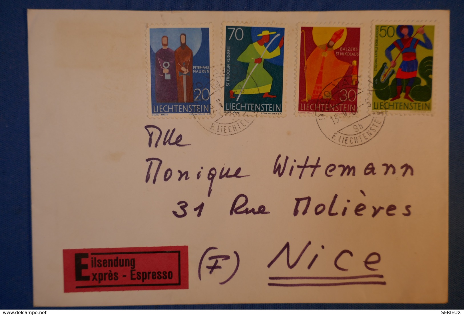 331 LIECHTENSTEIN LETTRE 1969 POUR NICE AFFRANCHISSEMENT PLAISANT EN EXPRESS - Cartas & Documentos