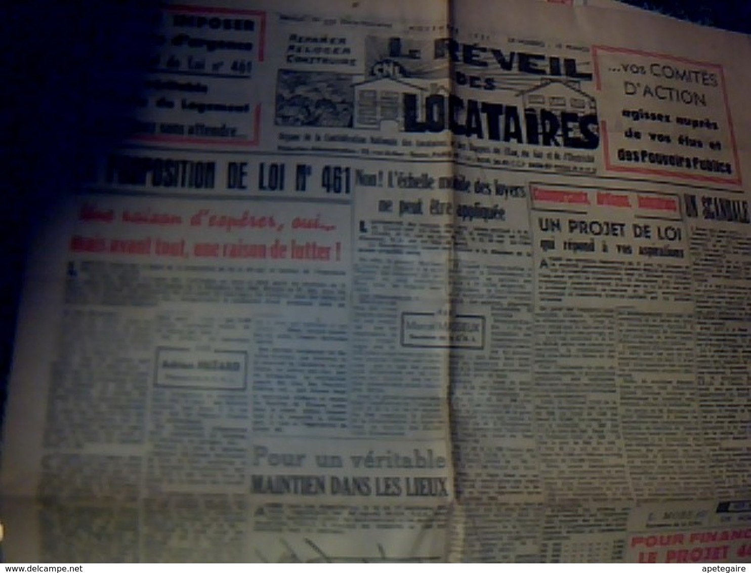 Journal Le Réveil Des Locataires   "réparer Reloger Construirel " Du 11/1951 - Le Peuple
