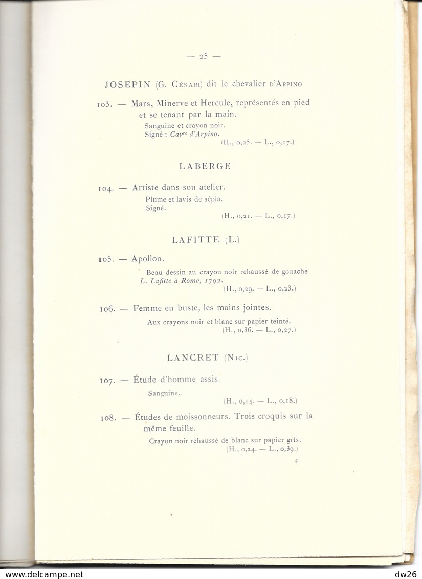 Catalogue De Tableaux Anciens, Dessins Aquarelles, Gouaches, Miniatures, Pastel - Hôtel Drouot 17 18 Février 1905 - Kunst