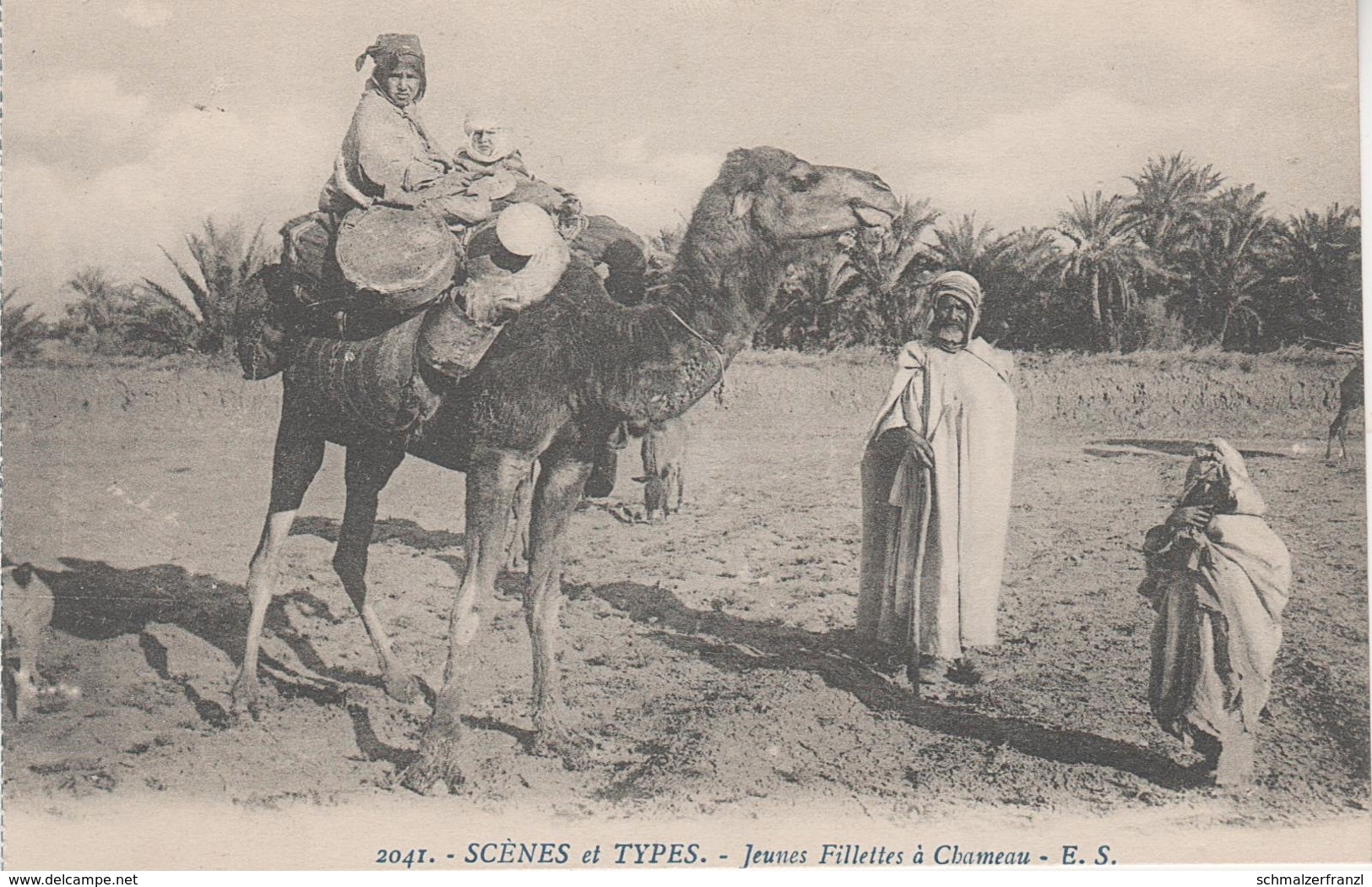 AK Scènes Types Jeune Fillettes Chameau Mauresque Bédouine Arabe Arabien Afrique Africa Vintage Tunisie Algerie Maroc ? - Afrique