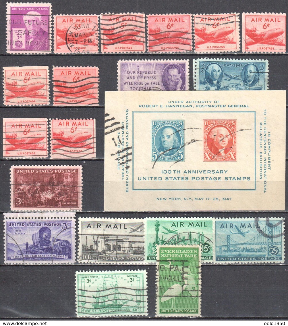 United States 1947 Year Set - Mi.551-564+ms 9 - Used - Full Years