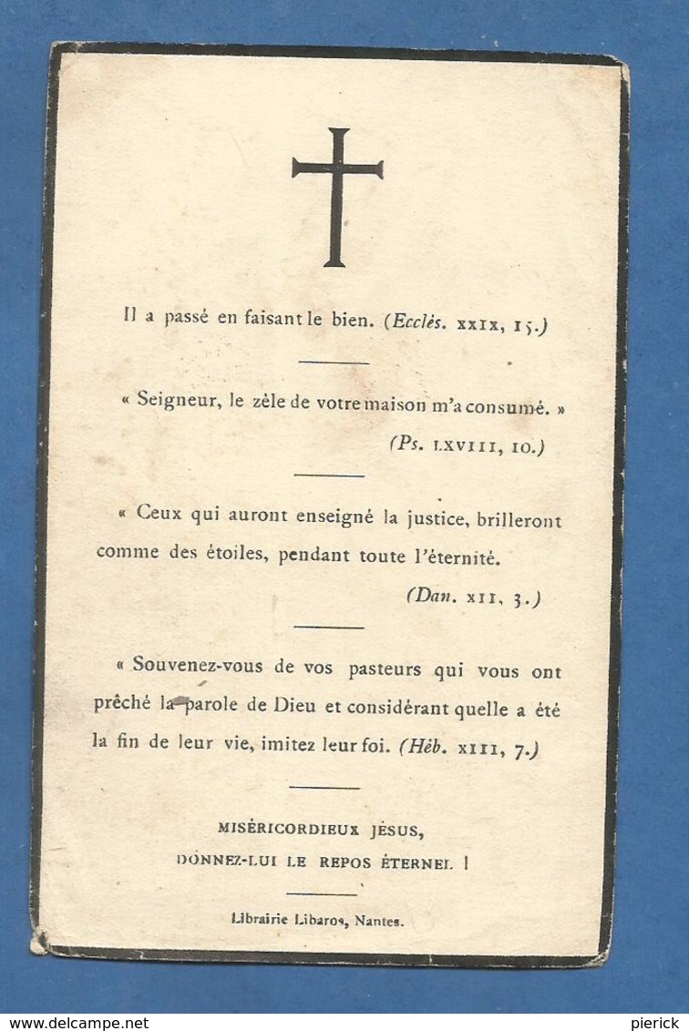 IMAGE GENEALOGIE FAIRE PART AVIS DECES RELIGIEUX ABBE LEGAL LEGE NANTES - Décès