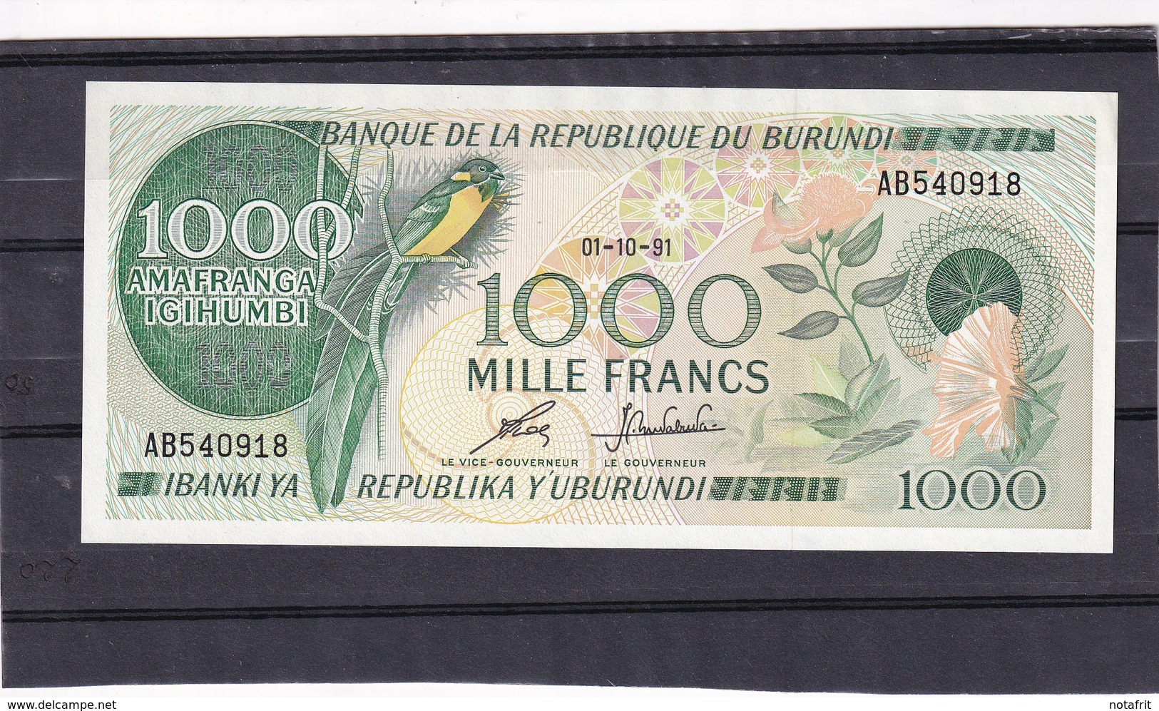 Burundi 1000 Fr 1991 UNC - Otros – Africa
