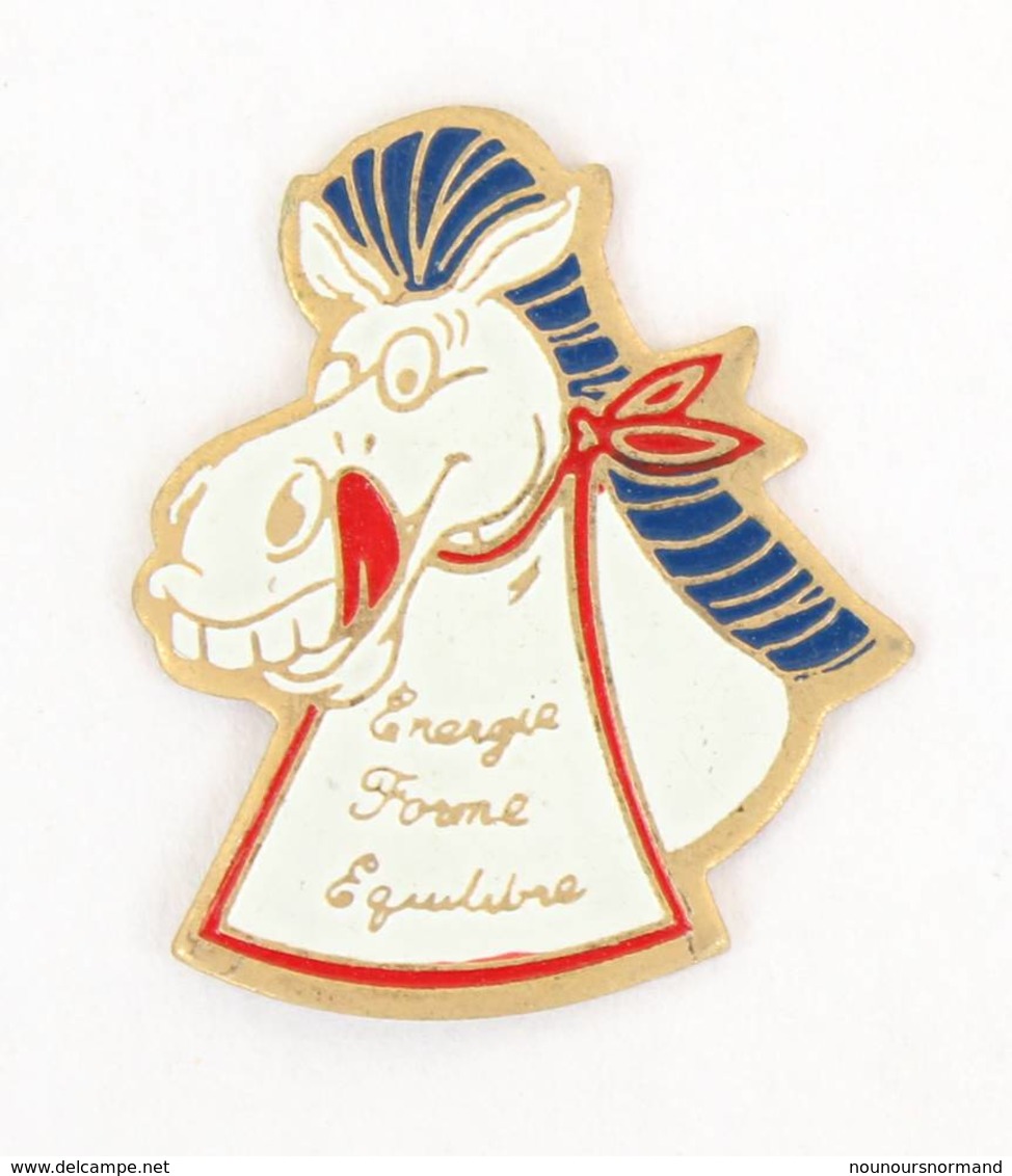 Pin's ENERGIE - FORME - EQUILIBRE - Tête De Cheval Humoristique - J102 - Animaux