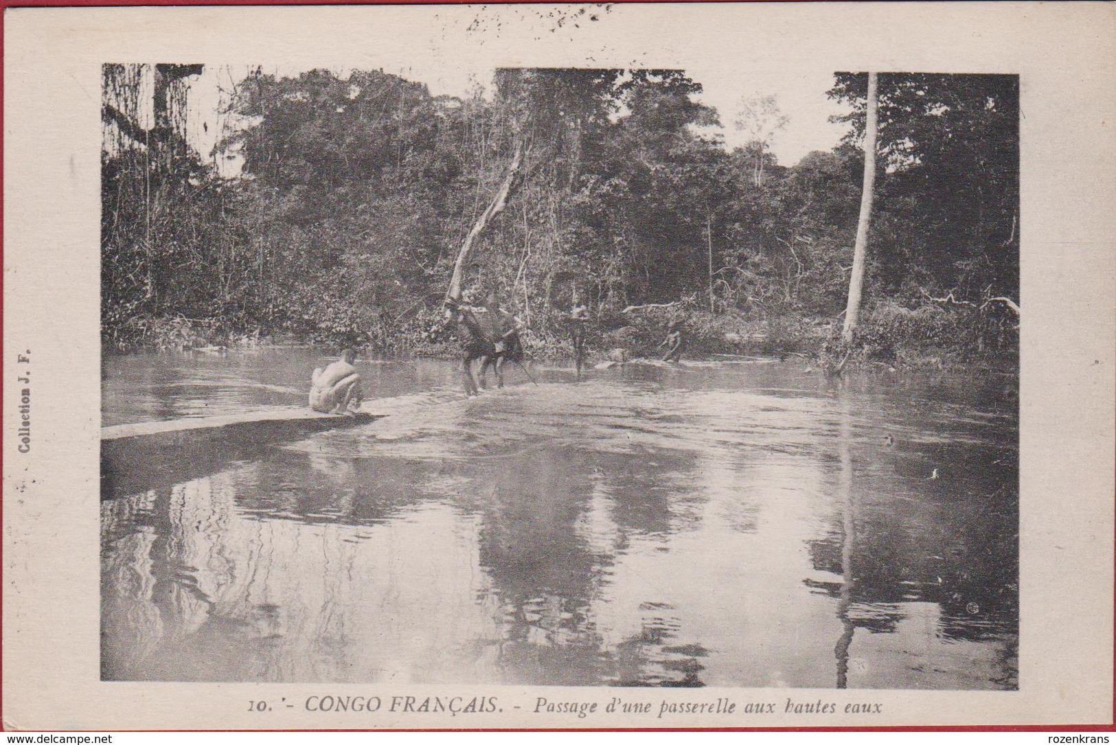 Congo Francais Brazzaville Passage D'une Passerelle Aux Hautes Eaux Natives Ethnique Ethnic AEF Le Moyen-Congo CPA - Congo Français