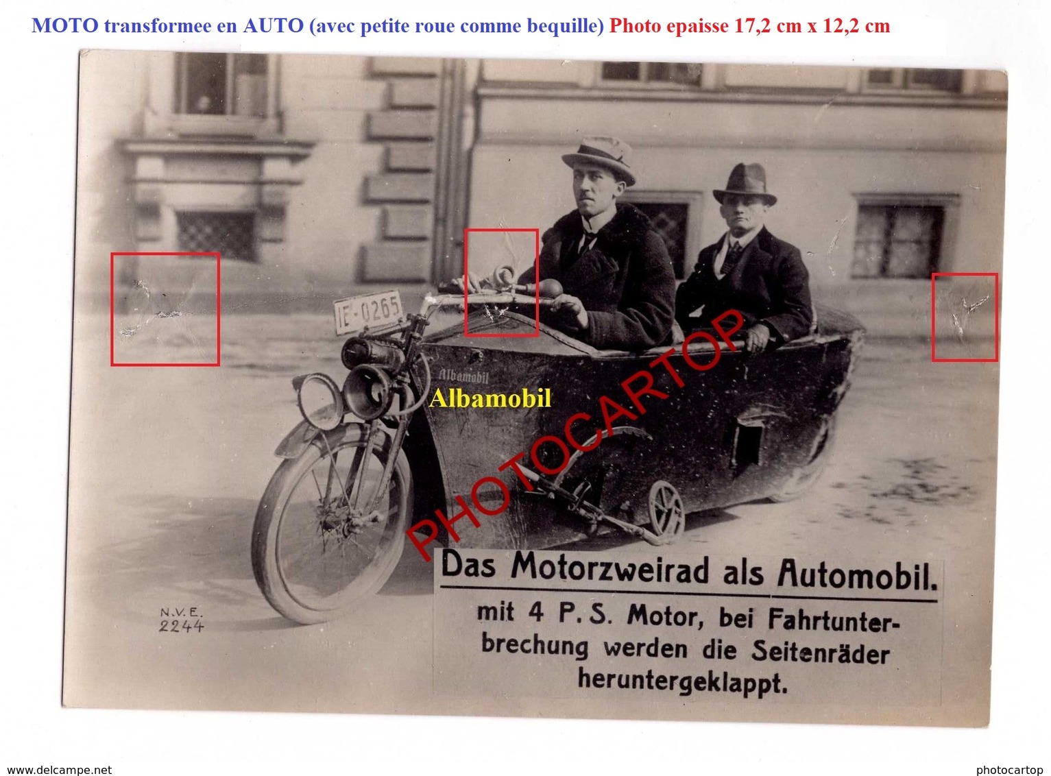 MOTO Transformee En AUTO-ALBAMOBIL-Technique-Nouveaute-NON SITUEE-Grosse PHOTO Epaisse De Presse - Motorräder