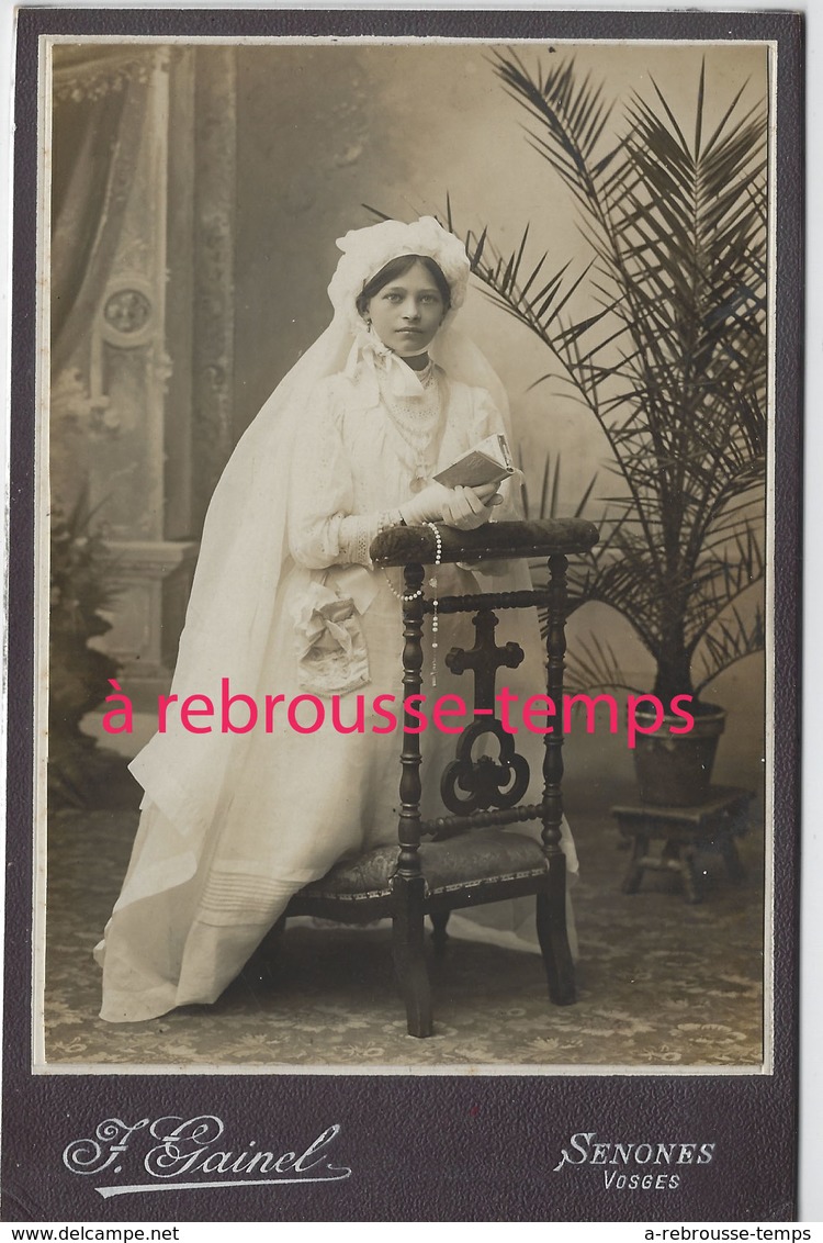 Grand CDV-(CAB) Jolie  Communiante- Photo Gainel à Senones (Vosges) - Old (before 1900)