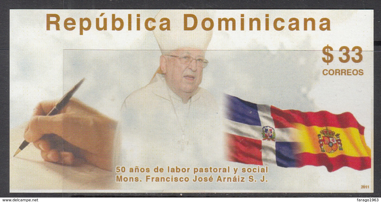 2011 Dominican Dominicana Bishop Arnaiz Flags Complete Set Of 1 MNH - Repubblica Domenicana