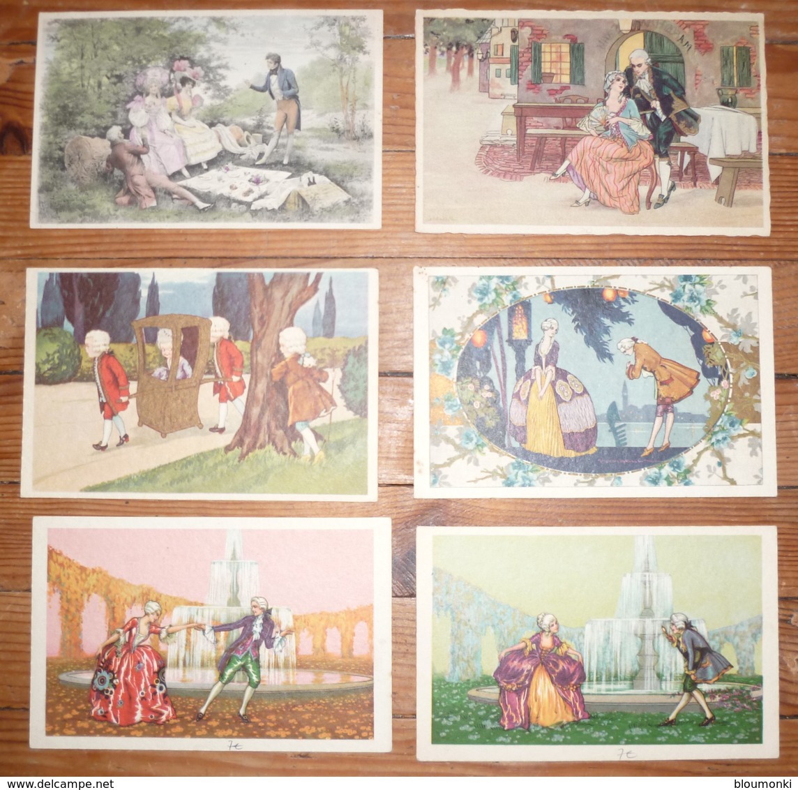 CPA / Lot De 6 Cartes Postales Anciennes / Illustrations Hommes Faisant Lacour Aux Femmes - Peintures & Tableaux