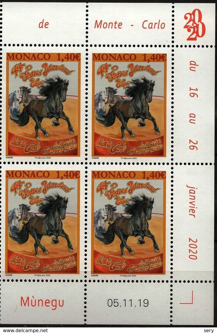 Monaco 2020 Block 4  MNH The 44th International Circus Festival On Monte-Carlo Horse Cheval Horses Chevaux - Zirkus