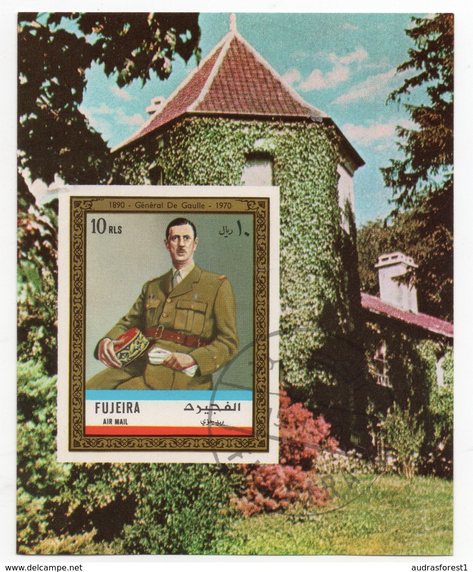 CHARLES DE GAULLE Sur Feuillet De Fujeira 10 United Arab Emirates Riyals, Catalogue Michel:no. BL101B, CTO - Fujeira