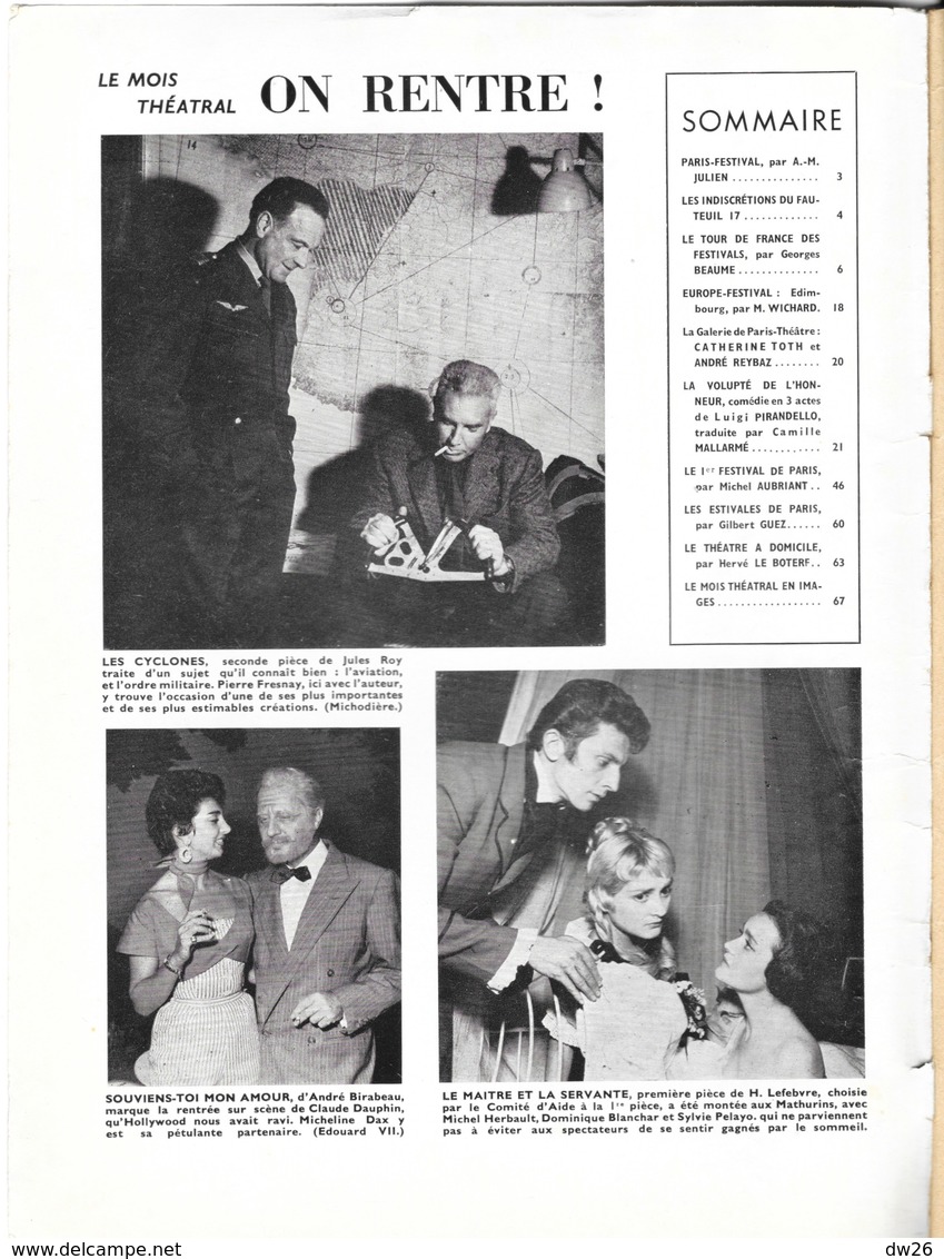 Revue Paris-Théâtre, Tous Les Festivals De France, 1er Festival De Paris, La Volupté De L'Honneur, Pirandello 1954 N° 88 - Other & Unclassified