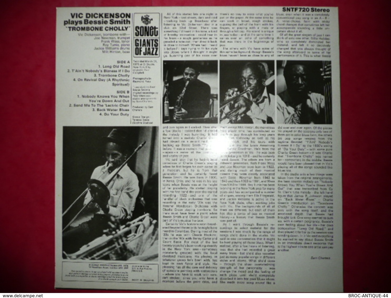 LP N°1789 - VIC DICKENSON PLAYS BESSIE SMITH - TROMBONE CHOLLY - COMPILATION 8 TITRES - Jazz