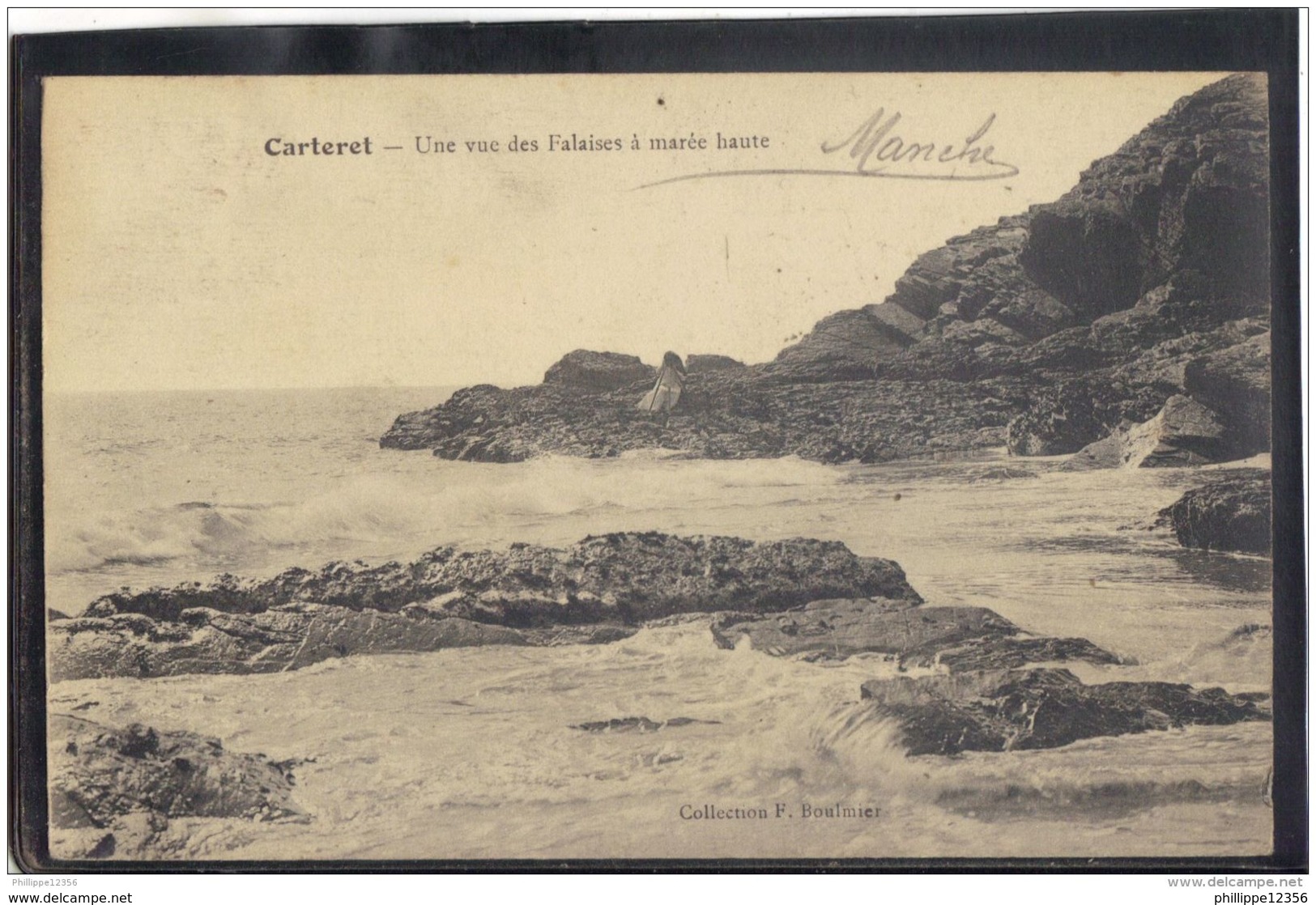 50196 . CARTERET . UNE VUE DES FALAISES  A MAREE HAUTE  . 1913 - Carteret