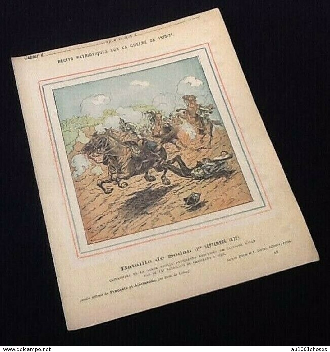 Ancien Protège-cahier Illustré Récits Patriotiques Sur La Guerre De 1870-71 Bataille De Sedan - Coberturas De Libros