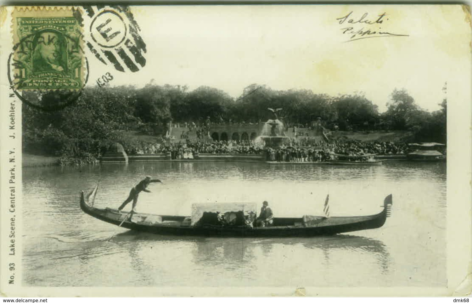 NEW YORK - LAKE SCENE - CENTRAL PARK - PUB J. KOEHLER - MAILED TO ITALY - 1900s ( 7295) - Parken & Tuinen