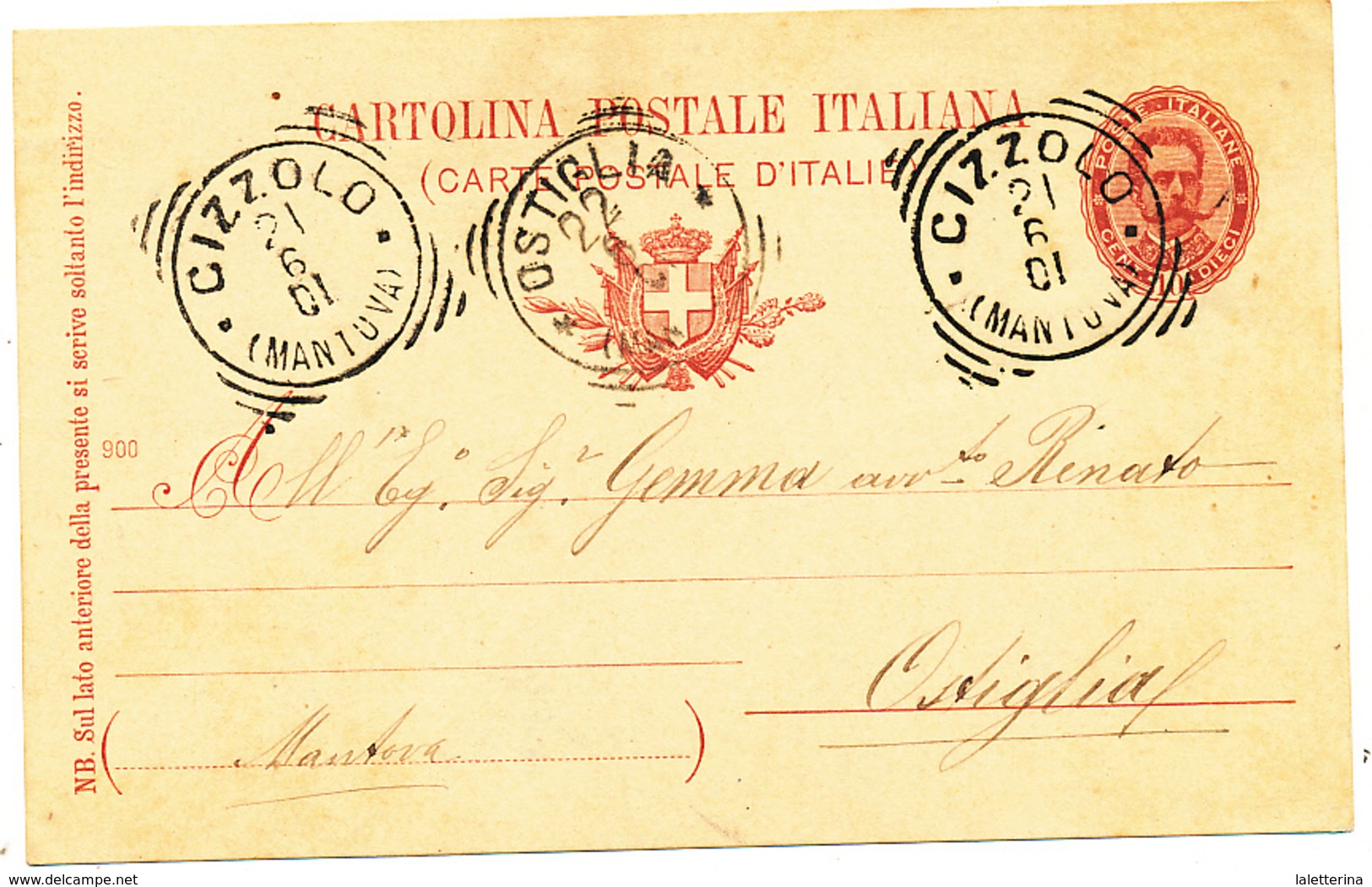 1901 CIZZOLO MANTOVA TONDO RIQUADRATO CON TESTO - Poststempel