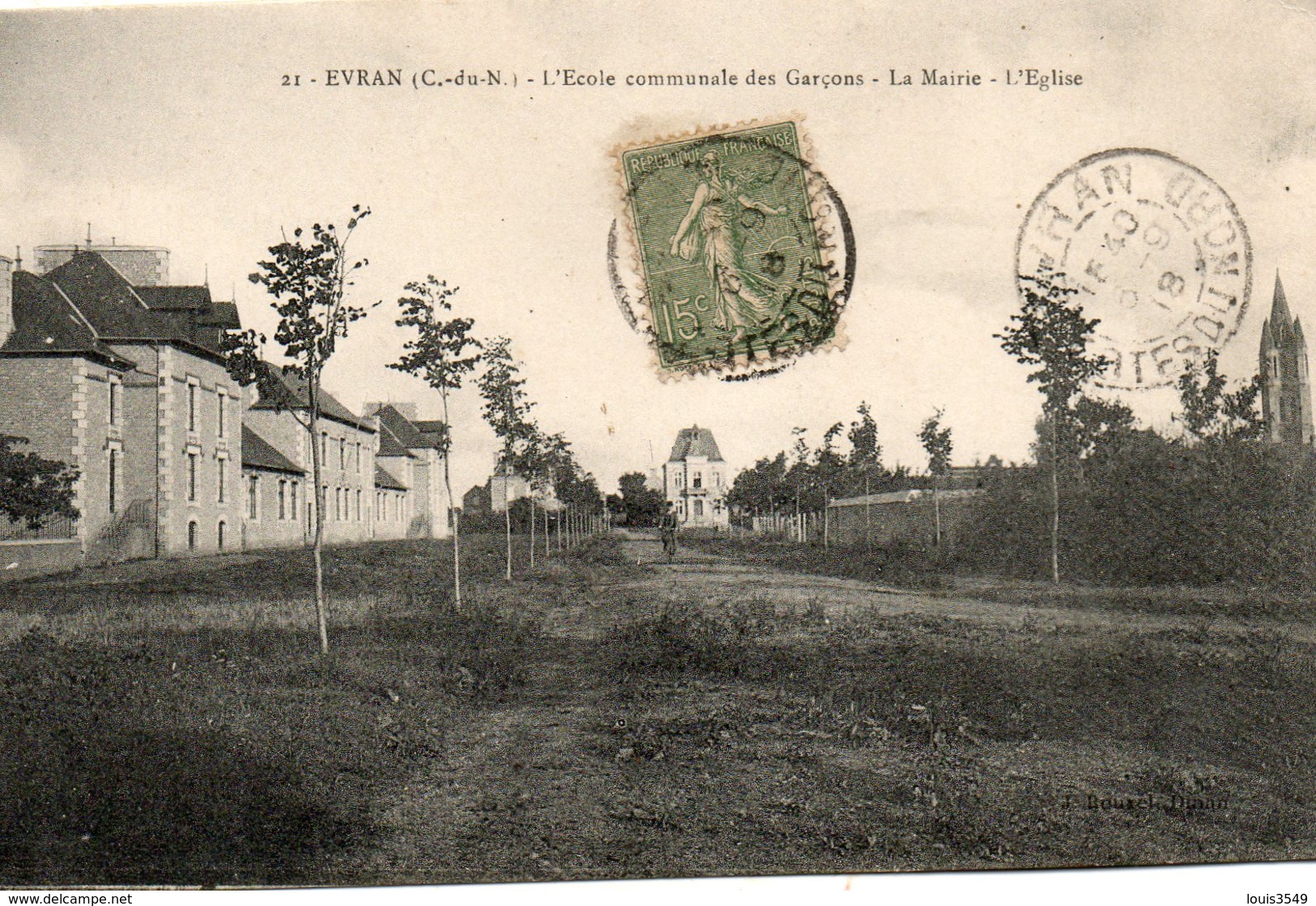 Evran -  L' école  Communale  Des  Garçons  La  Mairie  L' église. - Evran