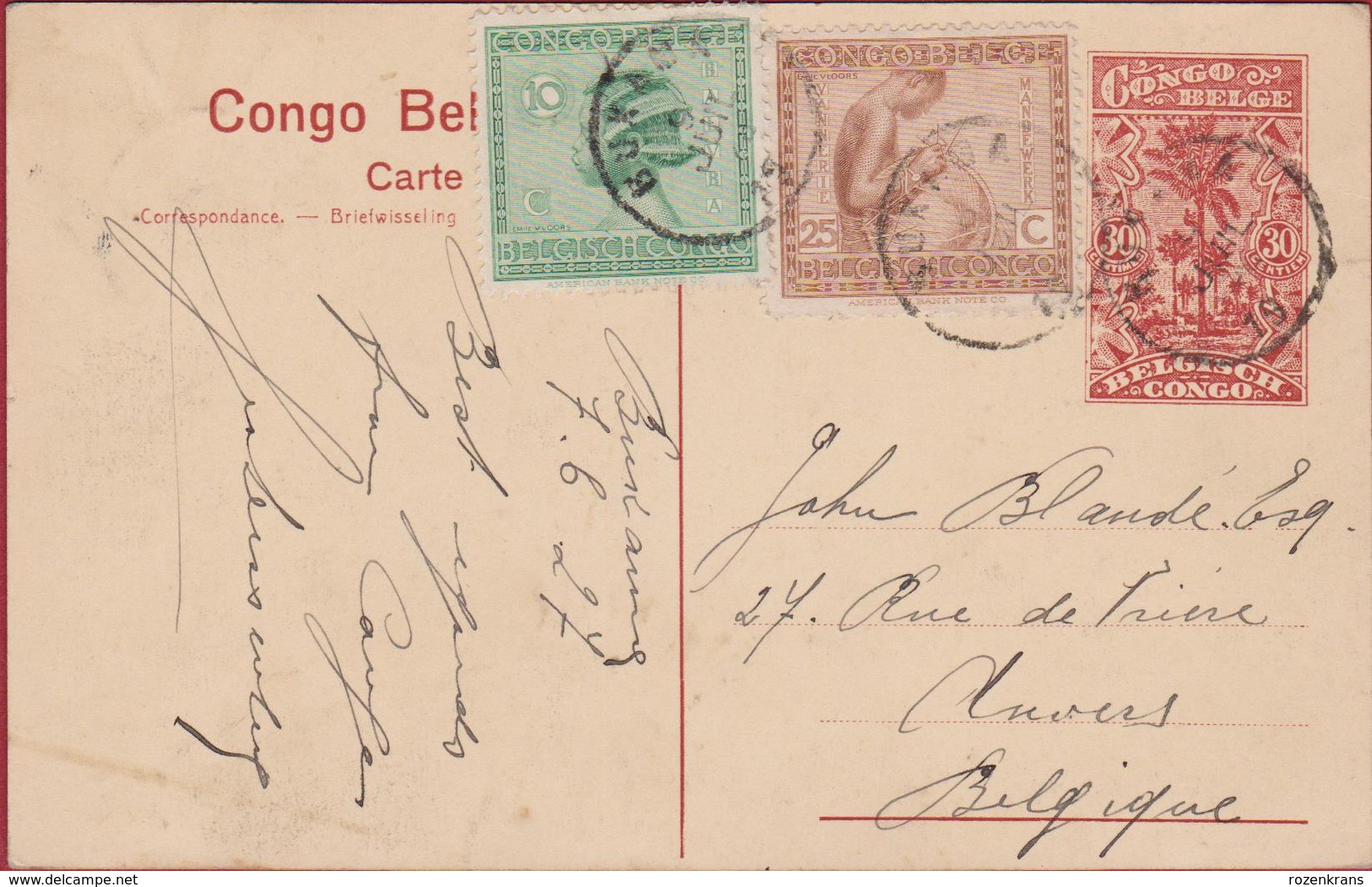 Belgisch Congo Belge EP Entier Postal Postwaardestuk Le Ministre Des Colonies A Une Mission Protestante Epoque Coloniale - Entiers Postaux