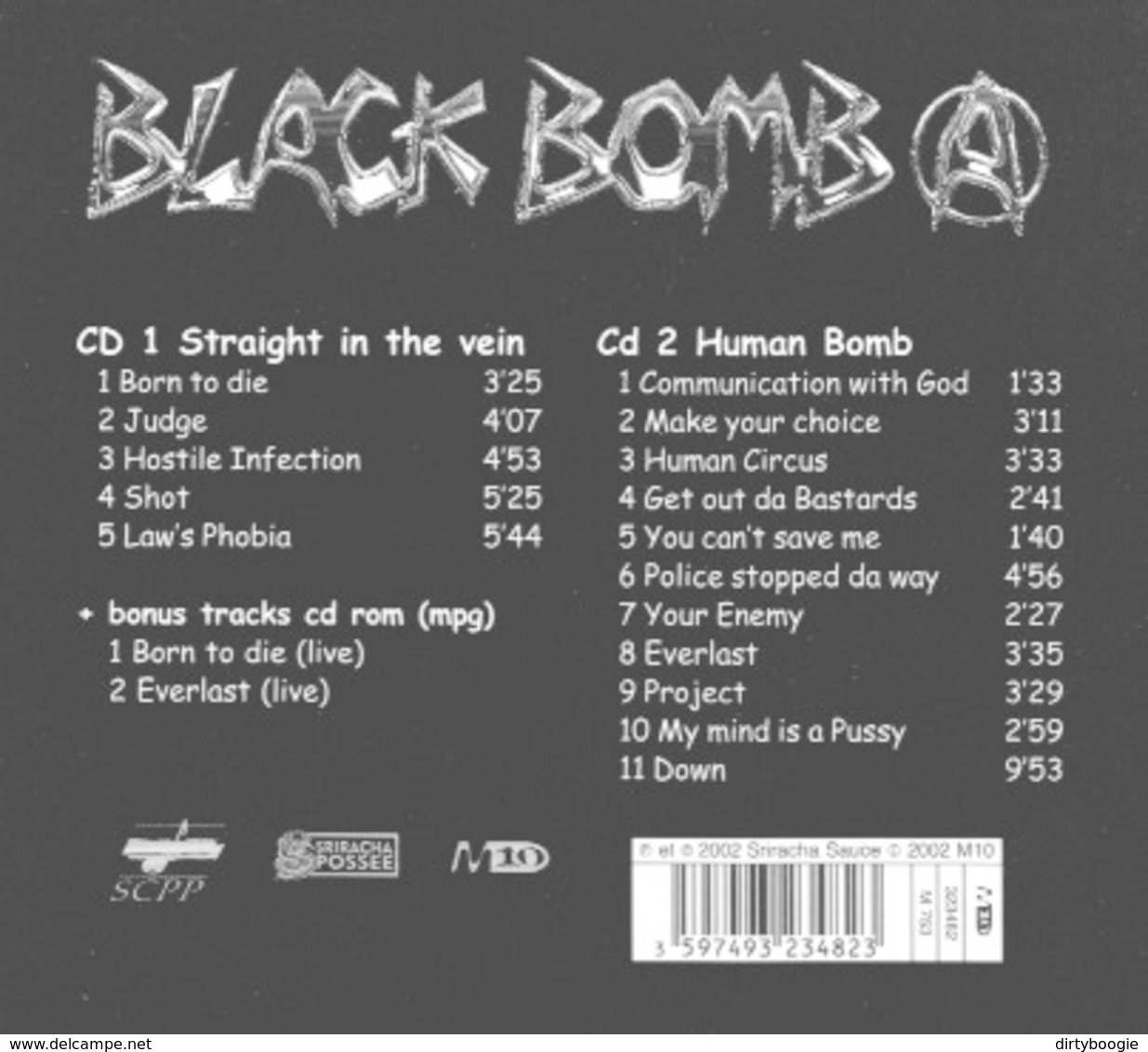 BLACK BOMB A - Straight In The Vein/Human Bomb - 2 CD - Hard Rock & Metal