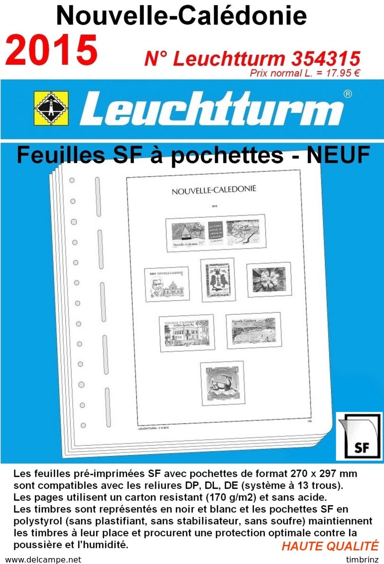 Feuilles Nouvelle-Calédonie 2015 à Pochettes SF Leuchtturm 354315 - NEUF ..Réf.DIV20158 - Pré-Imprimés