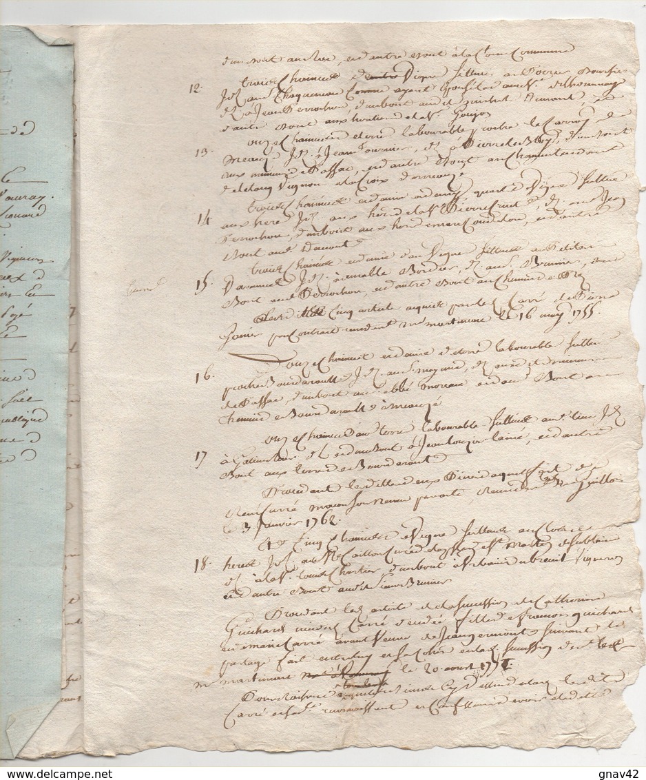 Touraine Comprenant 4 Papiers Vouvray 1775 - Manuscripts