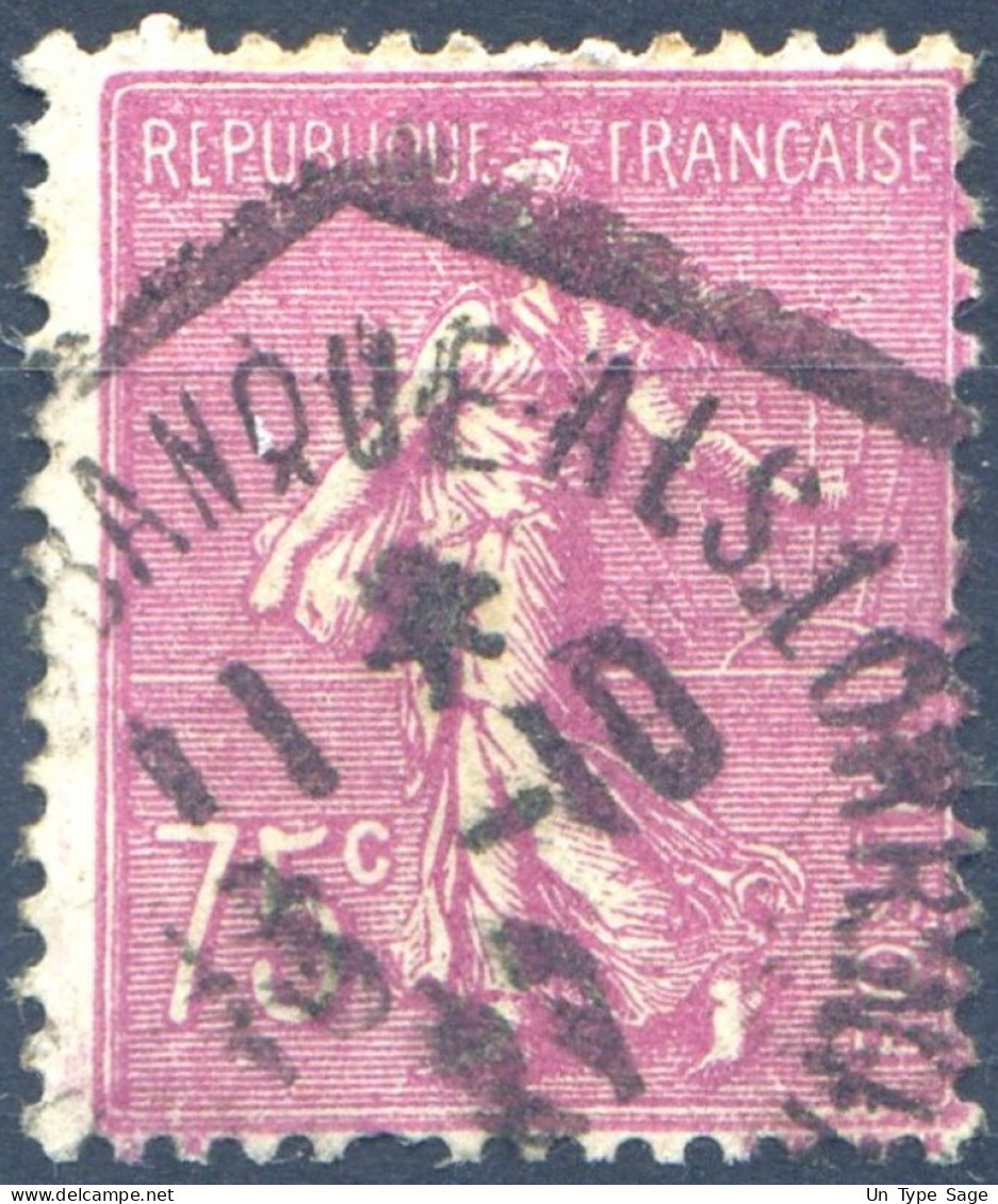 France Semeuse N°202 - Oblitéré TAD Hexa Banque Alsace-Loraine - (F522) - 1903-60 Säerin, Untergrund Schraffiert