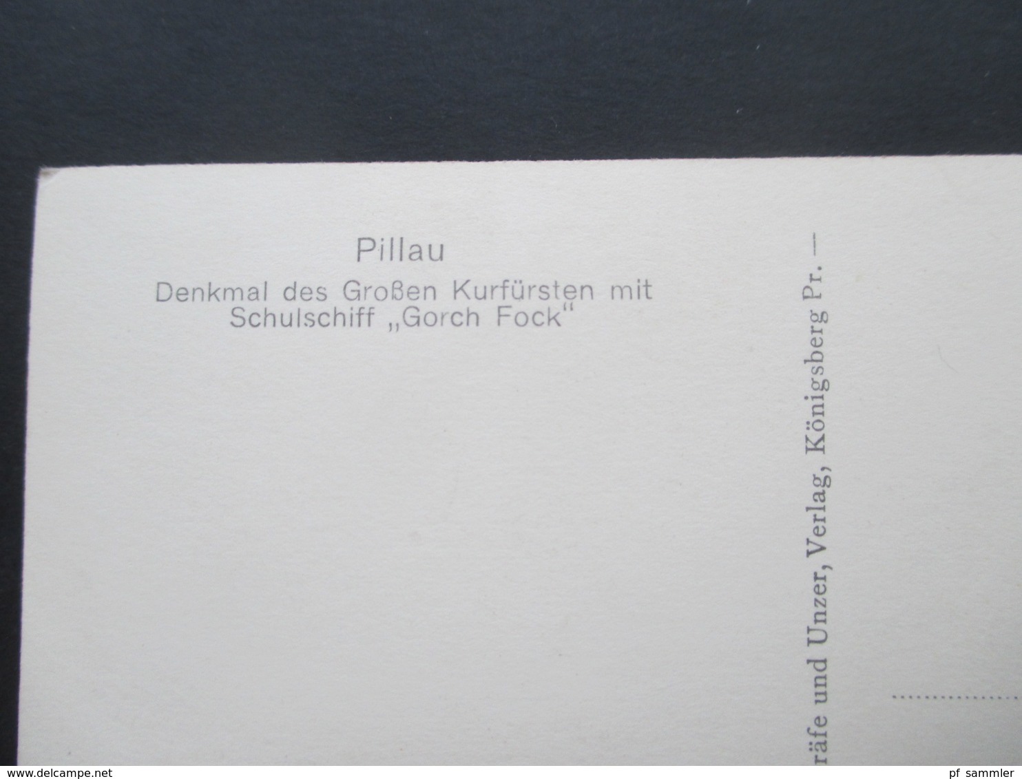 AK Ostpreussen Pillau Bernsteinküste Denkmal Großer Kurfürst Und Gorch Fock Verlag Gräfe Und Unzer Königsberg Pr. - Ostpreussen