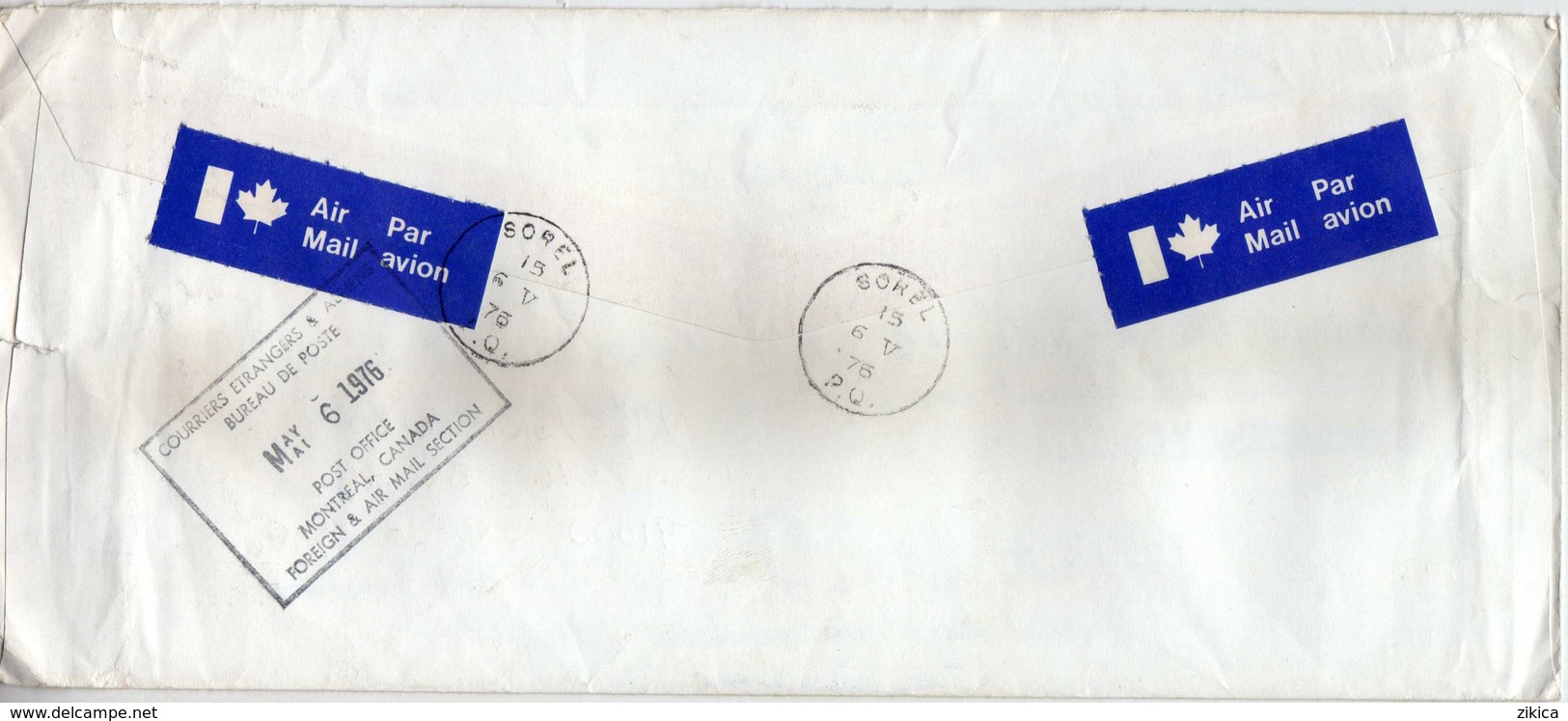 Canada Sorel Air Mail R - Letter 1976 Via Yugoslavia,Macedonia - Stamps Motive - 1976 Olympic Games - Montreal. 2 Scans - Brieven En Documenten