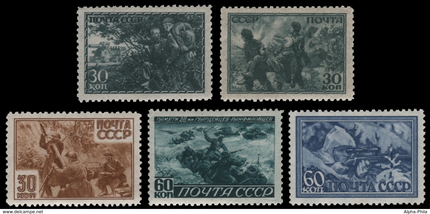 Russia / Sowjetunion 1943 - Mi-Nr. 865-869 ** - MNH - Vaterländischer Krieg - Ungebraucht