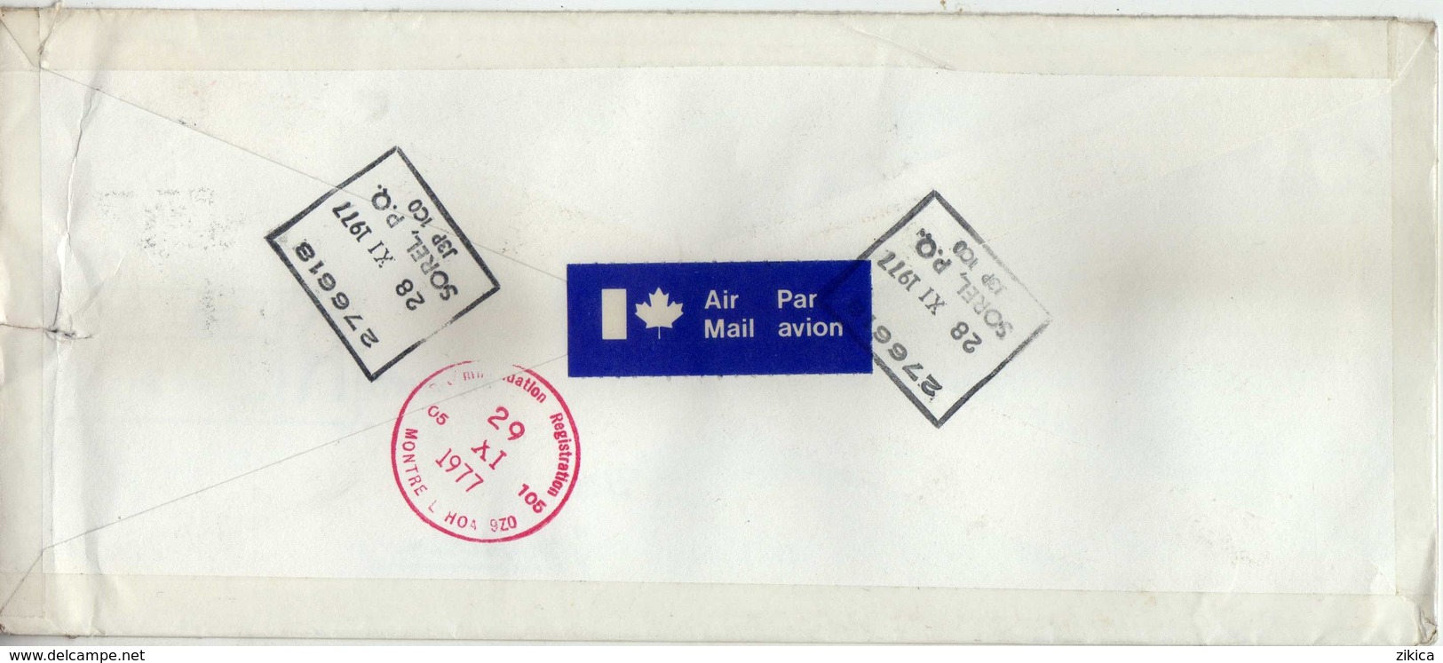 Canada Sorel Air Mail R - Letter 1977 Via Yugoslavia,Macedonia - Nice Stamps . 2 Scans - Lettres & Documents