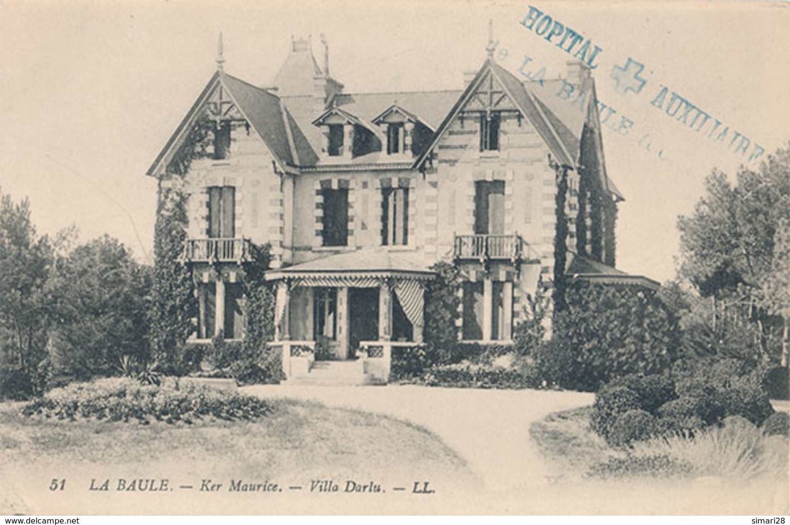 LA BAULE - N° 51 - KER MAURICE - VILA DARLU (CACHET HOPITAL AUXILIARE DE LA BAULE) - La Baule-Escoublac