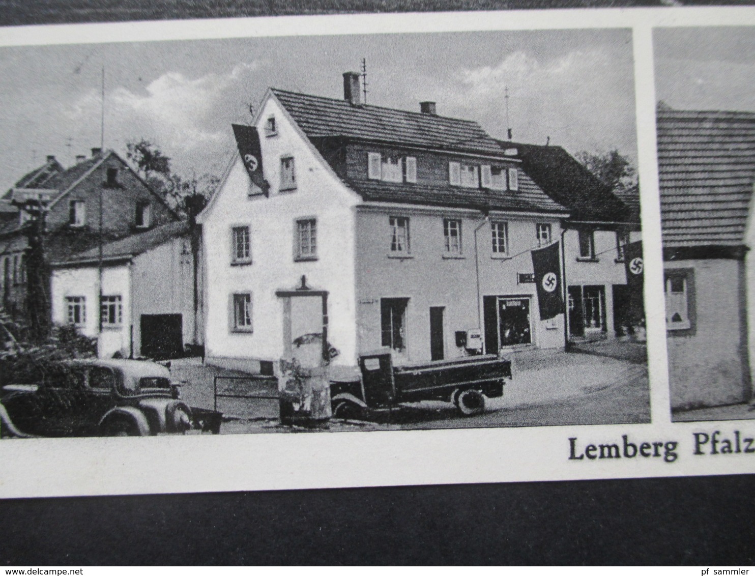 Alte Mehrbild AK Lemberg Pfalz Hakenkreuz Fahnen Gasthaus Monzinger Bierstube Oskar Huber Lemberg Pfalz - Alberghi & Ristoranti