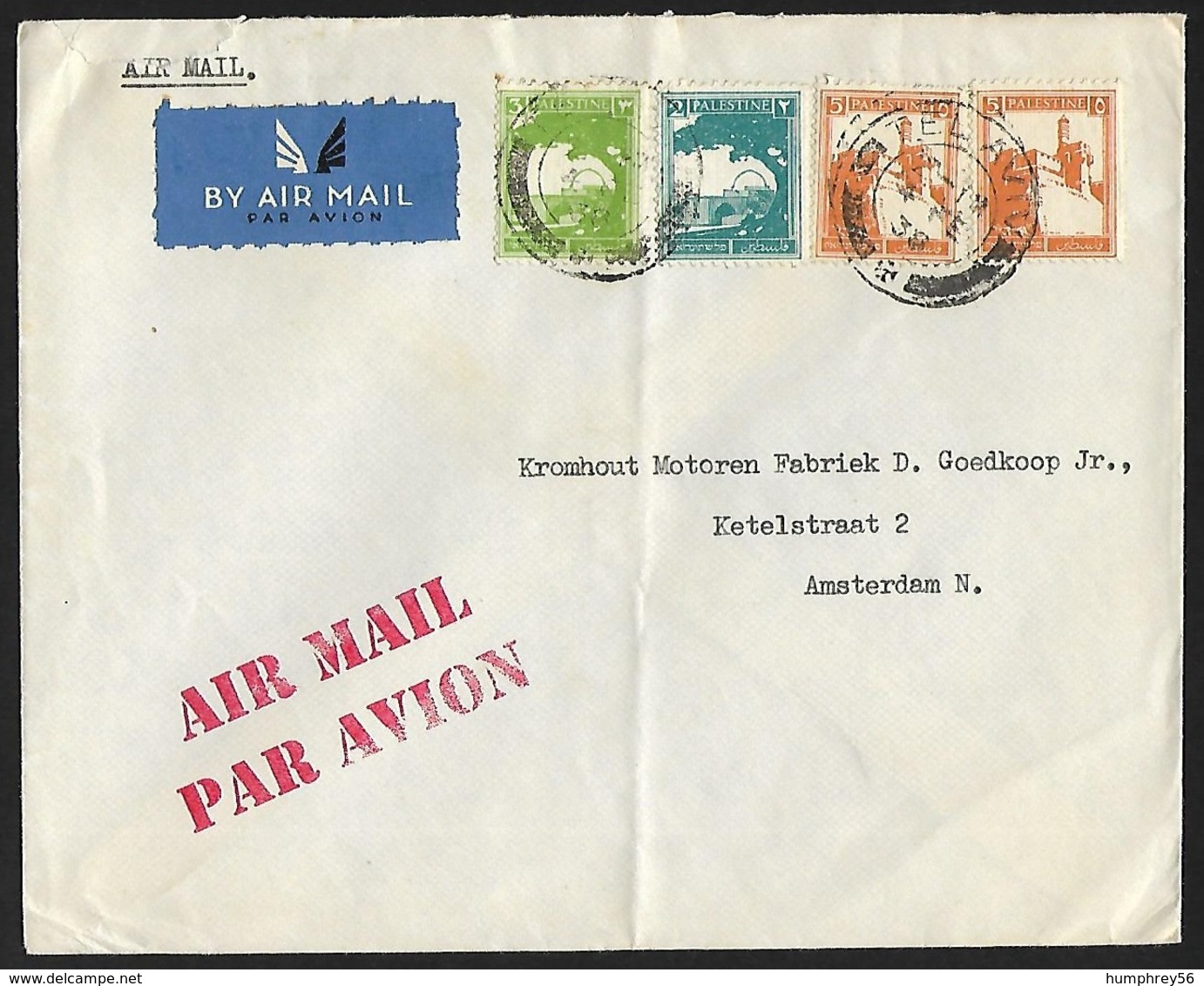 1927 - PALESTINE - Cover + SG 90/91+93 + TEL AVIV - Palestine