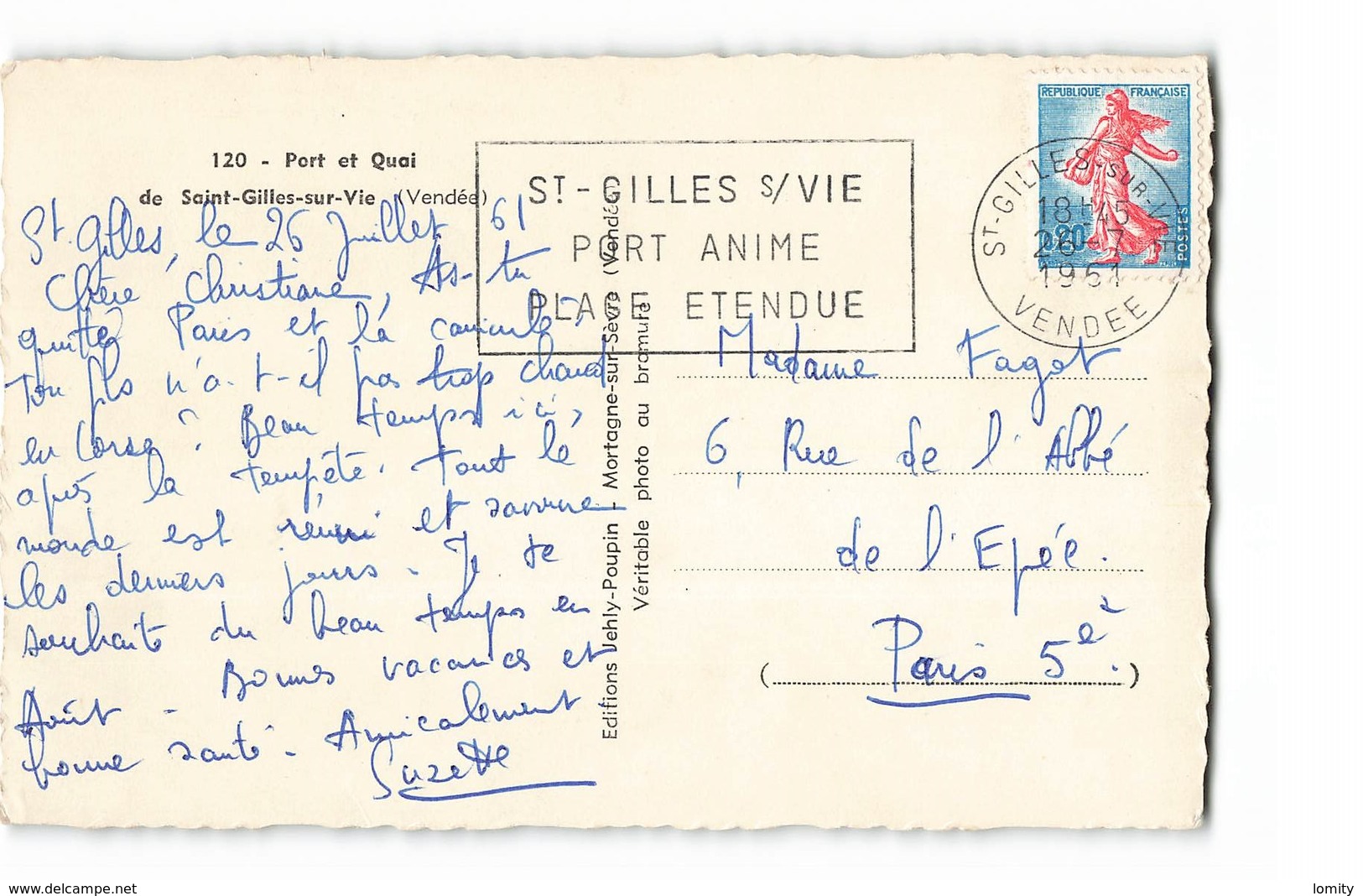 85 Saint Gilles Croix De Vie Port Et Quai CPSM PF Cachet Flamme St Gilles Sur Vie 1961 Bateau Peche - Saint Gilles Croix De Vie