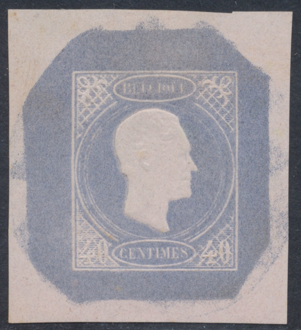 Essai - Proposition De J. Delpierre (Type III) Effigie De Profil à Droite Gravure Achevée 40ctm Bleu STES0869 - Essais & Réimpressions