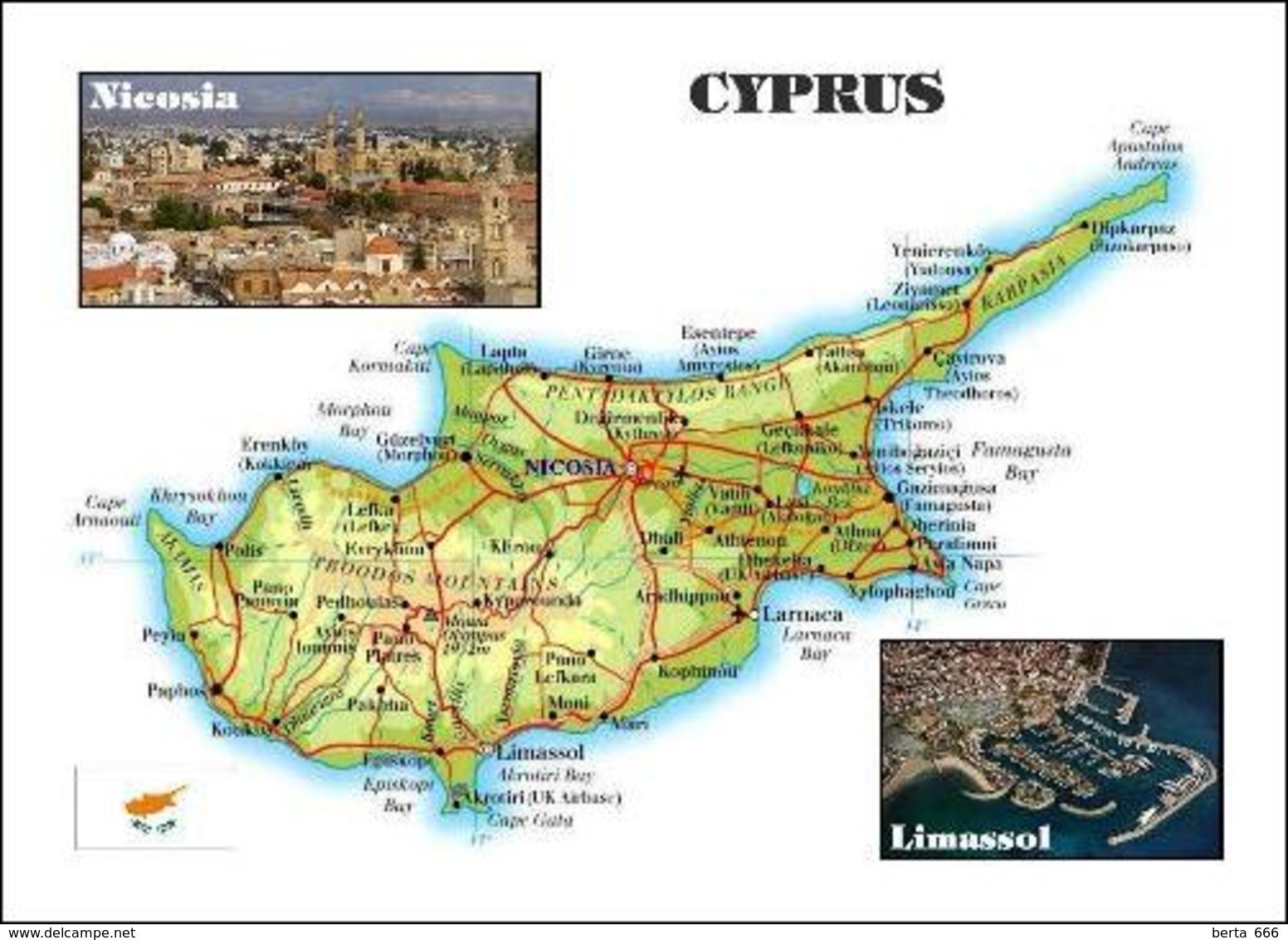 Cyprus Country Map New Postcard Zypern Landkarte AK - Chipre