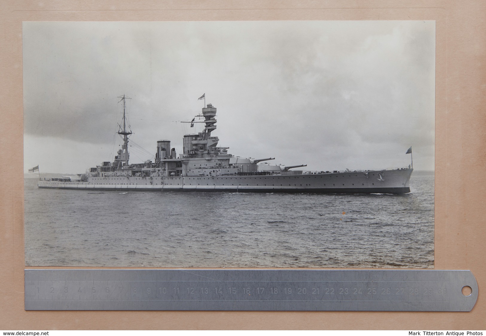 Large Photograph - HMS Dreadnought / Battleship By Wright & Logan - Guerre, Militaire