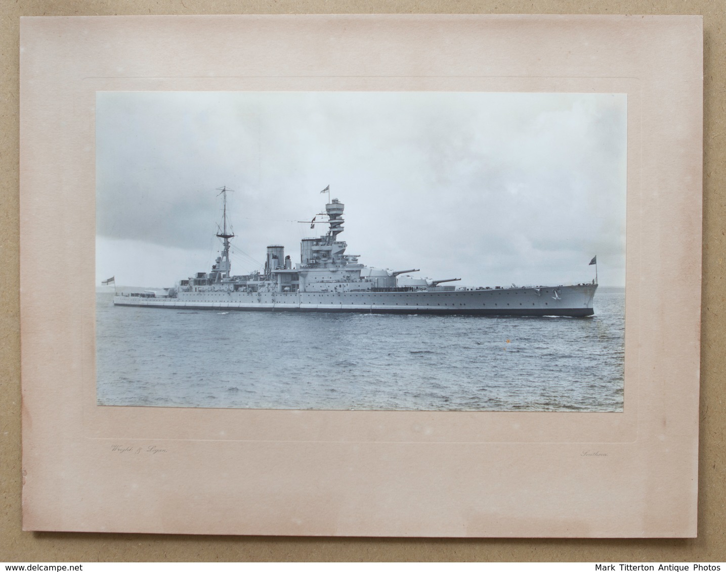 Large Photograph - HMS Dreadnought / Battleship By Wright & Logan - Guerre, Militaire