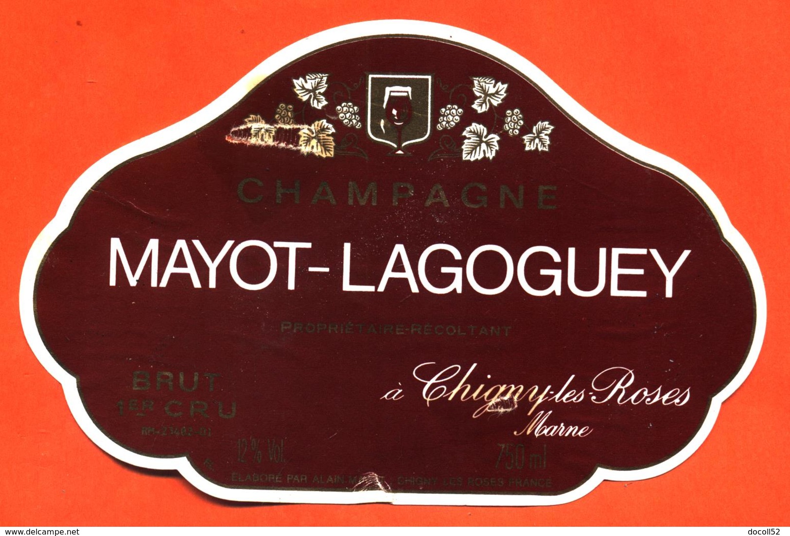 étiquette De Champagne Brut Mayot Lagoguey à Chigny Les Roses - 75 Cl - Champagne