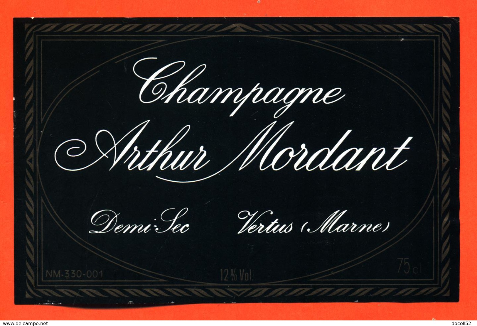 étiquette + Etiq De Dos De Champagne Demi Sec Arthur Mordant à Vertus - 75 Cl - Champagner