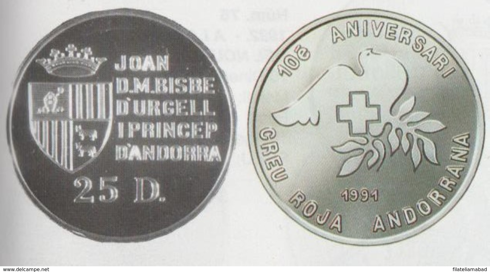 ANDORRA 1 MONEDA DE PLATA 28,28 GRAMOS  Nº 70 CRUZ ROJA ANDORRANA  SERVEI D'EMISSIÓNS  (E.M. - Andorre